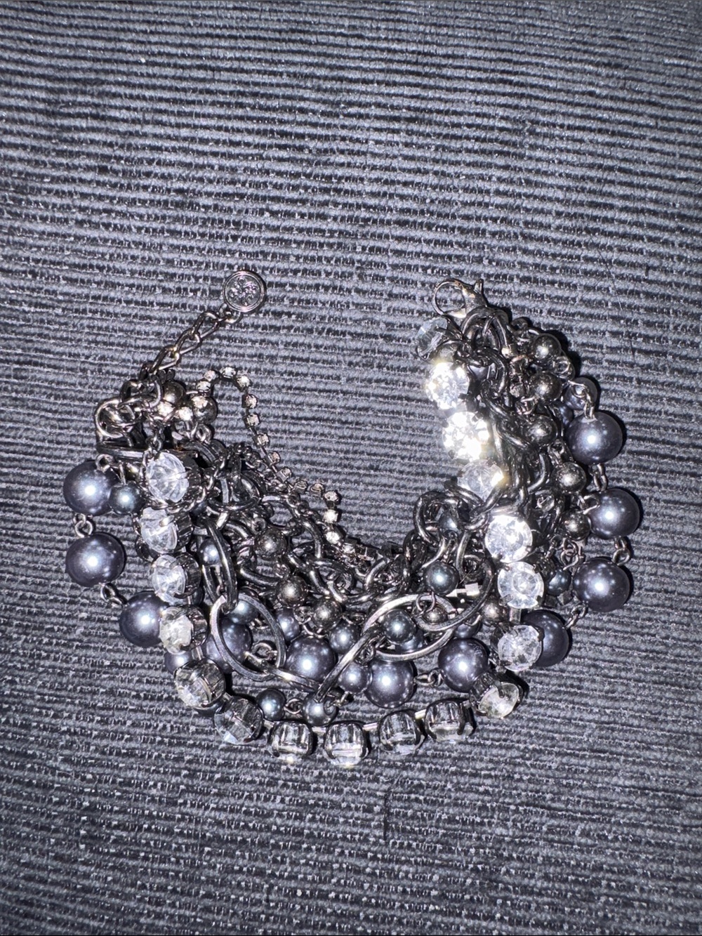 Unbranded Statement Bracelet Womens OS Gray Good Multi-Strand Pearl Crystal